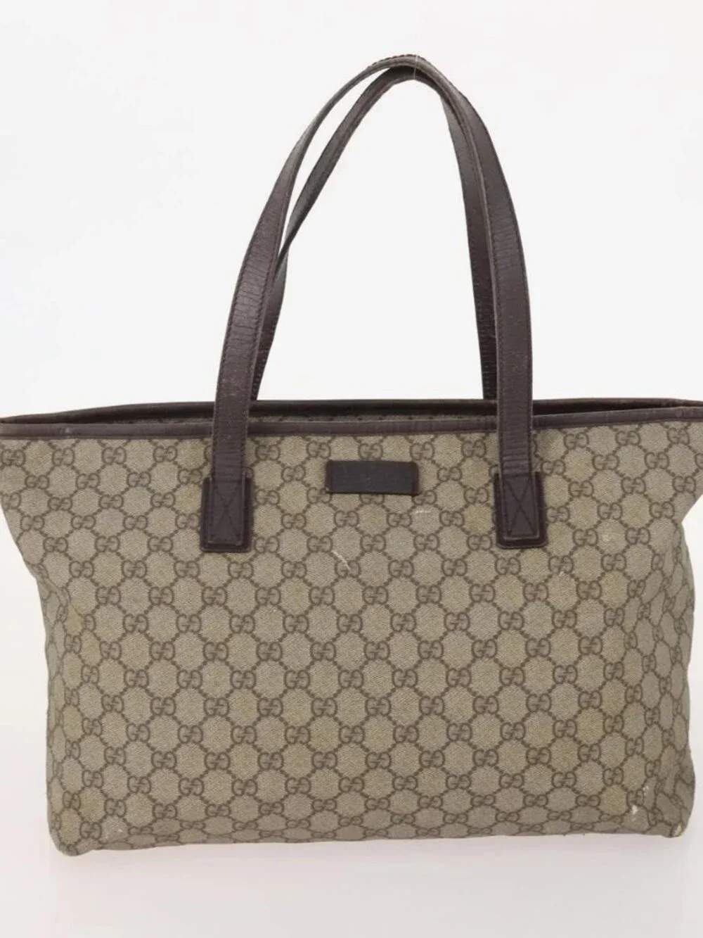 GUCCI GG Canvas Tote Bag PVC 5 Set Red Beige Navy Auth 155802